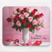 Valentijnsdag Voeg Aangepaste Tekst Harten Rozen G Muismat (Voorkant)