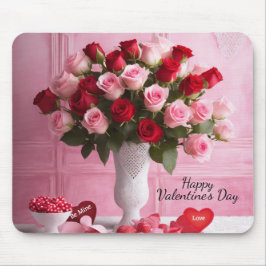 Valentijnsdag Voeg Aangepaste Tekst Harten Rozen G Muismat