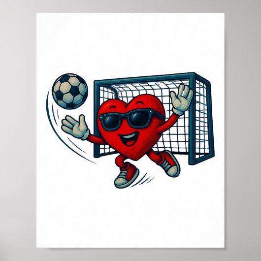 Valentijnsdag Voetbal Doelman Grappig Hart Jongens Poster (Voorkant)