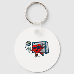Valentijnsdag Voetbal Doelman Grappige Hart Jongen Sleutelhanger