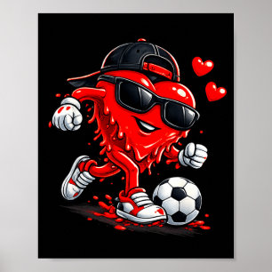 Valentijnsdag Voetbal Hart Drip Sport Liefde Valen Poster