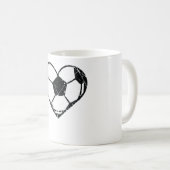 Valentijnsdag Voetbal Hart Grunge Mannen Vrouwen Koffiemok (Voorkant rechts)