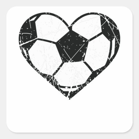 Valentijnsdag Voetbal Hart Grunge Mannen Vrouwen Vierkante Sticker (Voorkant)