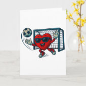 Valentijnsdag Voetbal Keeper Grappig Hart Jongens  Kaart (Gele Bloem)