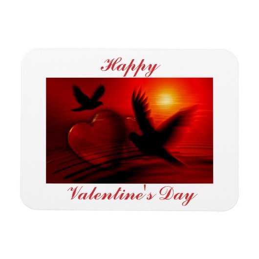 Valentijnsdag vogels en harten magneet (Horizontaal)