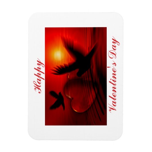 Valentijnsdag vogels en harten magneet (Verticaal)