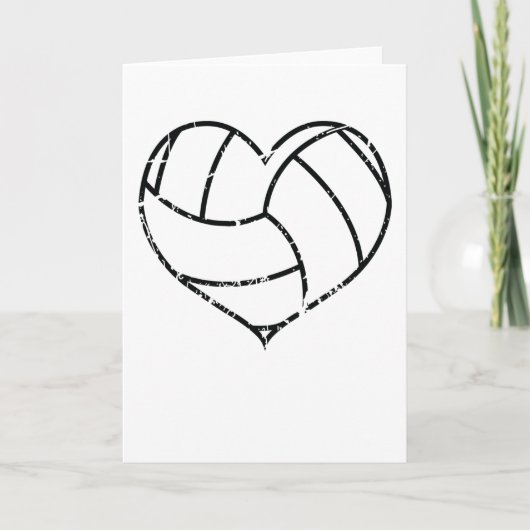 Valentijnsdag Volleyball Heart Grunge Mannen Vrouw Kaart (Voorkant)