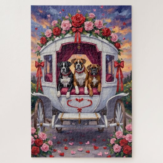 Valentijnsdag voor Boxer Honden Legpuzzel (Verticaal)
