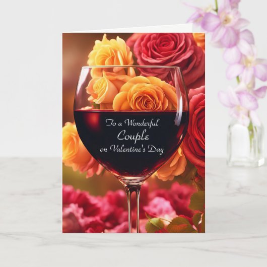 Valentijnsdag voor een Wonderful Couple Wine Kaart (Orchidee)