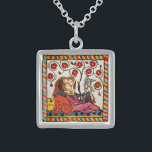 Valentijnsdag VOOR ETERNAL VERLIES Sterling Zilver Ketting<br><div class="desc">Kleurrijke, expressieve antiek kunst. Medieval heraldische Duitse miniatuur van 1200 romantische liefhebbers in een bloemtuin met een witte vogel, vermengd met oude bruine perkamenteffecten. Gemakkelijk aan te passen als trouwceremonie, nationale aankondigingskaart, plaatskaarten, save-the-date, dank u kaartje, vrijgezellenfeesten, romantische verlovingen douches, verjaardags, Valentijnsdag of alleen over elk evenement dat je wilt!...</div>