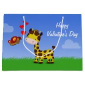 Valentijnsdag voor Giraffe en vlinder Groot Cadeauzakje (Voorkant)