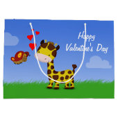 Valentijnsdag voor Giraffe en vlinder Groot Cadeauzakje (Achterkant)