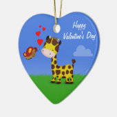 Valentijnsdag voor Giraffe en vlinder Keramisch Ornament (Links)