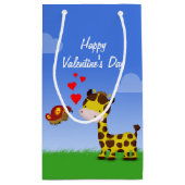 Valentijnsdag voor Giraffe en vlinder Klein Cadeauzakje (Achterkant)