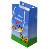 Valentijnsdag voor Giraffe en vlinder Klein Cadeauzakje (Achterkant Gekanteld)