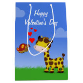 Valentijnsdag voor Giraffe en vlinder Medium Cadeauzakje (Voorkant)