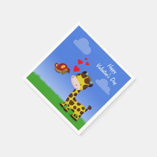 Valentijnsdag voor Giraffe en vlinder Servetten (Hoek)