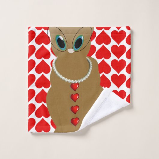 Valentijnsdag voor handdoeksets, kat bad handdoek (Wasdoekje)