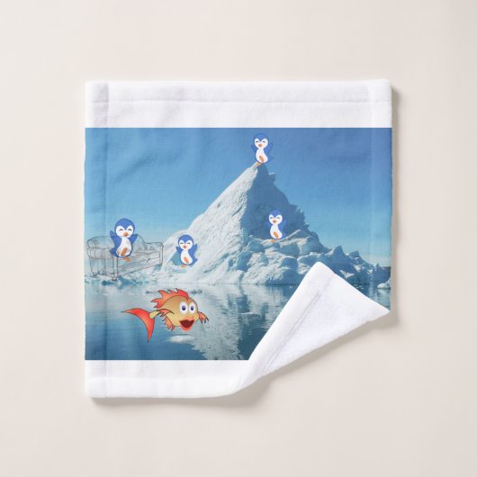 Valentijnsdag voor handdoeksets Penguin Fish Bad Handdoek (Wasdoekje)