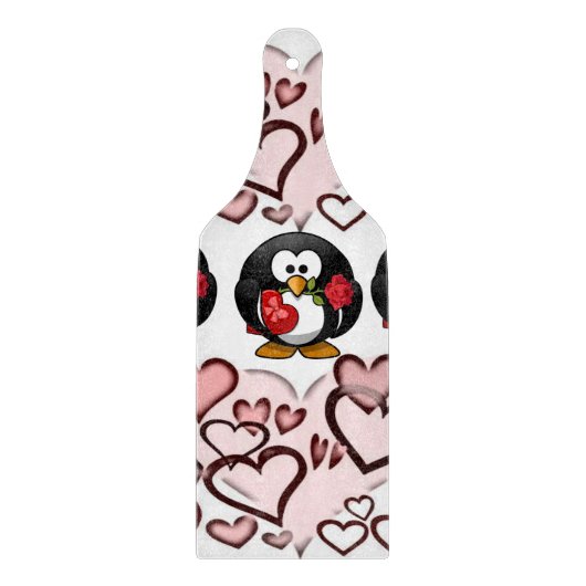 Valentijnsdag voor het snijpunt van glas Penguin Snijplank (Voorkant)