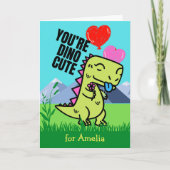 Valentijnsdag voor kleindochter Cute Dinosaur Kaart (Voorkant)