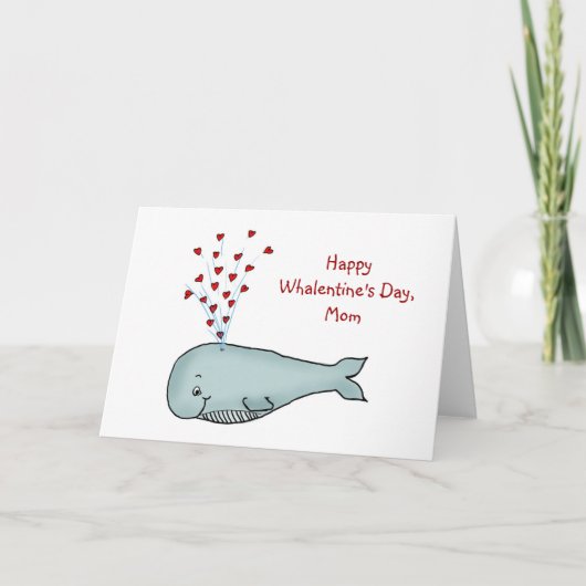 Valentijnsdag voor mama - Schattigee walvis met ha Feestdagen Kaart (Voorkant)