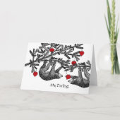 Valentijnsdag voor man, luiaard en hart kaart (Voorkant)