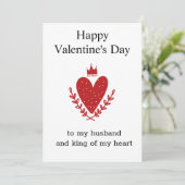 Valentijnsdag voor mijn man koning van mijn hart feestdagenkaart (Staand voorkant)