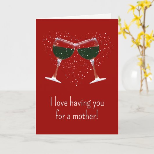 Valentijnsdag voor Moeder Funny Wine Thleed Kaart (Gele Bloem)