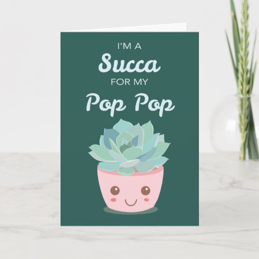 Valentijnsdag voor opa met Kawaii Succulent Kaart (Voorkant)