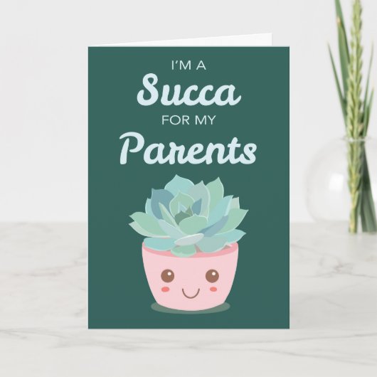 Valentijnsdag voor Ouders met Kawaii Succulent Kaart (Voorkant)