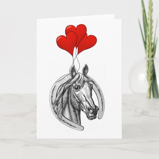 Valentijnsdag voor paarden en harten feestdagen kaart (Voorkant)