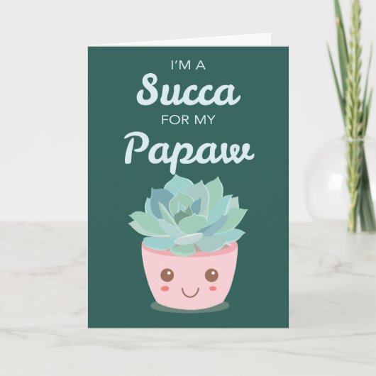 Valentijnsdag voor Papaw met Kawaii Succulent Kaart (Voorkant)