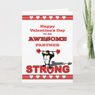 Valentijnsdag voor partner Pinguïn met sixpack Feestdagen Kaart