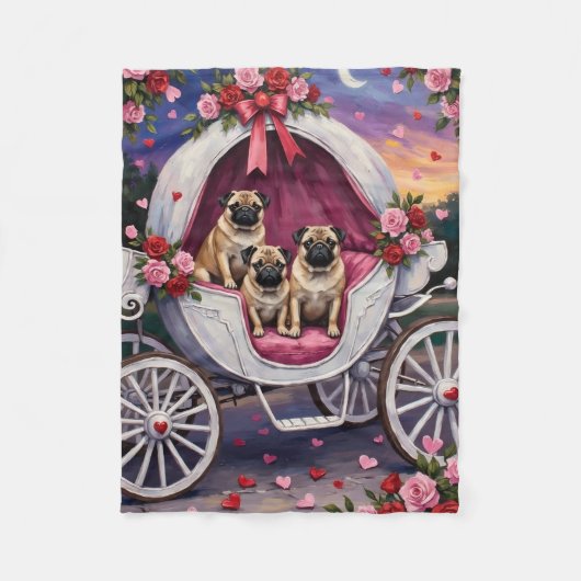 Valentijnsdag voor Pug-hond Fleece Deken (Voorkant)