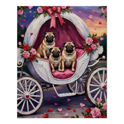 Valentijnsdag voor Pug-hond Perfect Poster (Voorkant)