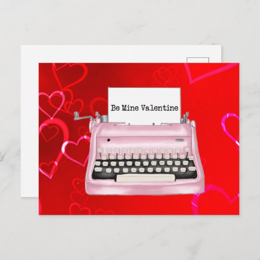 Valentijnsdag voor  retrotypemachine briefkaart (Voorkant / Achterkant)