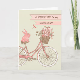Valentijnsdag voor Sweetheart Bicycle Pink Rabbit Feestdagen Kaart