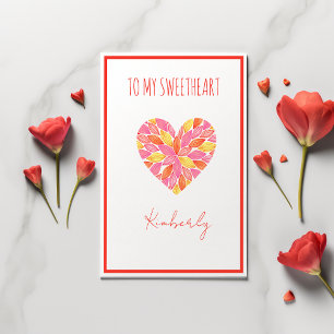 Valentijnsdag voor Sweetheart Pink & Yellow Heart Kaart