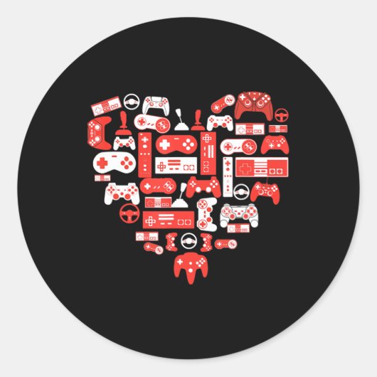 Valentijnsdag voor videospellen voor jongens Kinde Ronde Sticker (Voorkant)