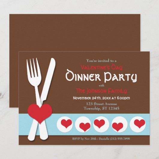 Valentijnsdag voor vork en nife kaart (Voorkant / Achterkant)