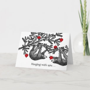 Valentijnsdag voor vriend, luiaard en harten kaart