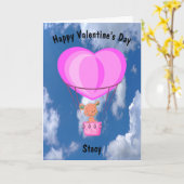 Valentijnsdag voor warmloperballon voor kinderen e kaart (Gele Bloem)