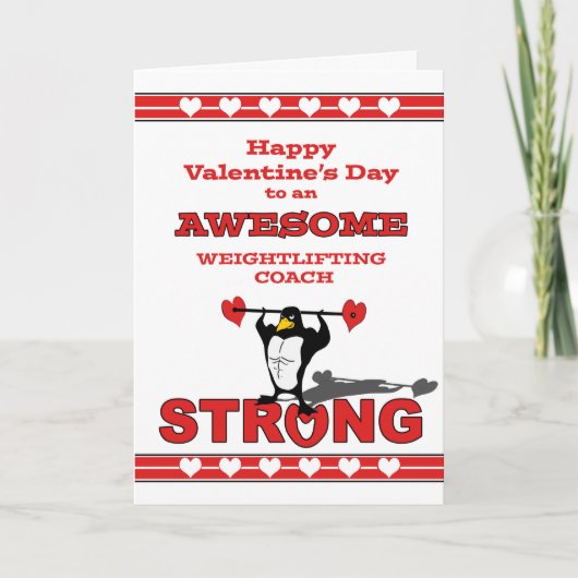 Valentijnsdag voor Weightlifting Bus, Pinguïn Feestdagen Kaart (Voorkant)