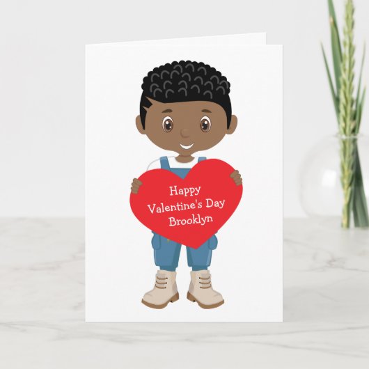 Valentijnsdag voor zwarte jongen kaart (Voorkant)