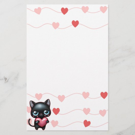 Valentijnsdag voor zwarte kattenharten briefpapier (Voorkant)