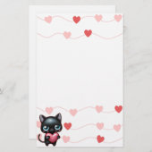 Valentijnsdag voor zwarte kattenharten briefpapier (Voorkant / Achterkant)