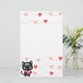 Valentijnsdag voor zwarte kattenharten briefpapier (Staand voorkant)