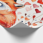 Valentijnsdag vos rode harten inpakpapier (Hoek)