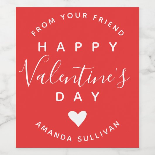 Valentijnsdag vriendschap wijnlabel wijn etiket (Enkel label)